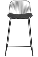King Home Hoker Krzesło barowe MILES czarne 76 stal malowana proszkowo poduszka piankowa z ekoskóry z podnóżkiem