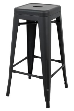 King Home Hoker Krzesło barowe TOWER 76 (Paris) czarny metalowy z podnóżkiem do domu i lokalu