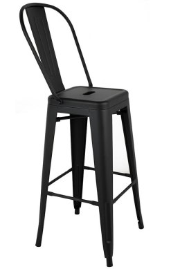 King Home Hoker Krzesło barowe TOWER BIG BACK 66 (Paris) czarny metalowy z oparciem i podnóżkiem do domu do lokalu