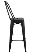 King Home Hoker Krzesło barowe TOWER BIG BACK 76 (Paris) czarne mat metalowe z oparciem i podnóżkiemdo kuchni baru