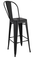 King Home Hoker Krzesło barowe TOWER BIG BACK 76 (Paris) czarne mat metalowe z oparciem i podnóżkiemdo kuchni baru