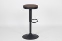 King Home Hoker Krzesło barowe VOLT regulowana wysokość czarne / ciemny wiąz podstawa metalowa siedzisko drewno