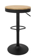 King Home Krzesło barowe VOLT regulowana wysokość metal czarny / naturalny drewno do kuchni do baru recepcji