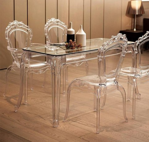 King Home Stół KING 160 prostokątny transparentny - nogi poliwęglan tworzywo lekkie i wytrzymałe blat szkło hartowane 160x100 King Home Stół KING 160 prostokątny transparentny - nogi poliwęglan tworzywo lekkie i wytrzymałe blat szkło hartowane 160x100