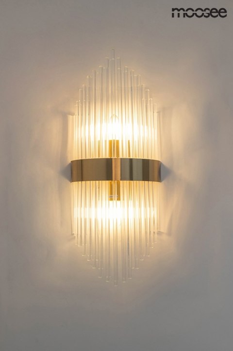 LAMPA ŚCIENNA KINKIET FLORENS S metal ZŁOTY klosze SZKŁO KRYSZTAŁOWE transparentny 2 x E14 Moosee MOOSEE LAMPA ŚCIENNA KINKIET FLORENS S metal ZŁOTY klosze SZKŁO KRYSZTAŁOWE transparentny 2 x E14 Moosee MOOSEE