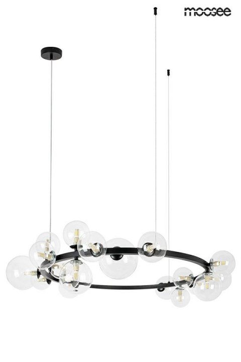 LAMPA wisząca ALURE 120 Moosee MOOSEE CZARNA obręcz klosze PRZEZROCZYSTE 15xG9 LAMPA wisząca ALURE 120 Moosee MOOSEE CZARNA obręcz klosze PRZEZROCZYSTE 15xG9