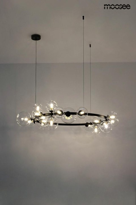LAMPA wisząca ALURE 120 Moosee MOOSEE CZARNA obręcz klosze PRZEZROCZYSTE 15xG9 LAMPA wisząca ALURE 120 Moosee MOOSEE CZARNA obręcz klosze PRZEZROCZYSTE 15xG9