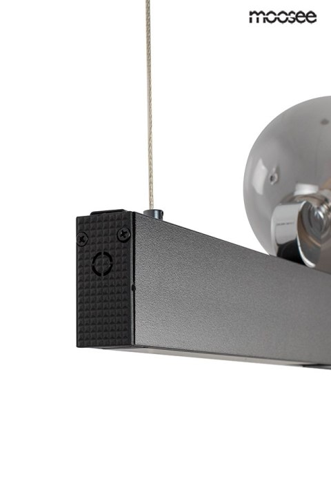 Moosee MOOSEE lampa wisząca LED LINEAL podłużny stelaż czarny stal akryl okrągłe klosze szkło dymione Moosee MOOSEE lampa wisząca LED LINEAL podłużny stelaż czarny stal akryl okrągłe klosze szkło dymione