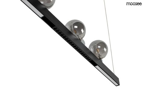 Moosee MOOSEE lampa wisząca LED LINEAL podłużny stelaż czarny stal akryl okrągłe klosze szkło dymione Moosee MOOSEE lampa wisząca LED LINEAL podłużny stelaż czarny stal akryl okrągłe klosze szkło dymione