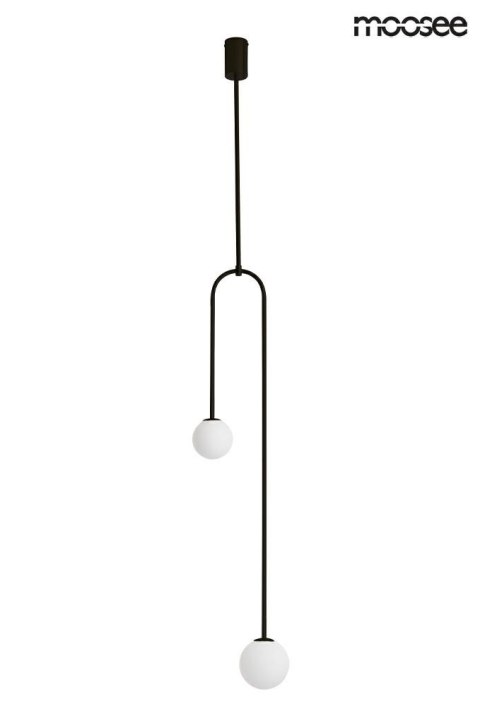 Moosee MOOSEE lampa wisząca LOW czarna metalowa klosze kuliste mleczne szkło 2xG9