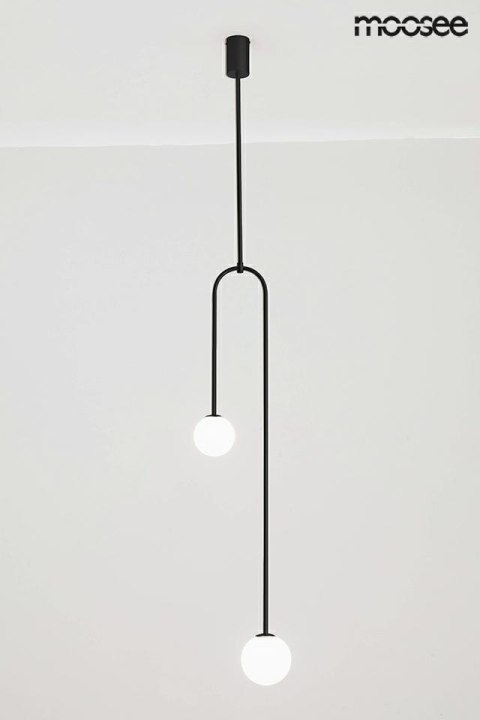 Moosee MOOSEE lampa wisząca LOW czarna metalowa klosze kuliste mleczne szkło 2xG9 Moosee MOOSEE lampa wisząca LOW czarna metalowa klosze kuliste mleczne szkło 2xG9