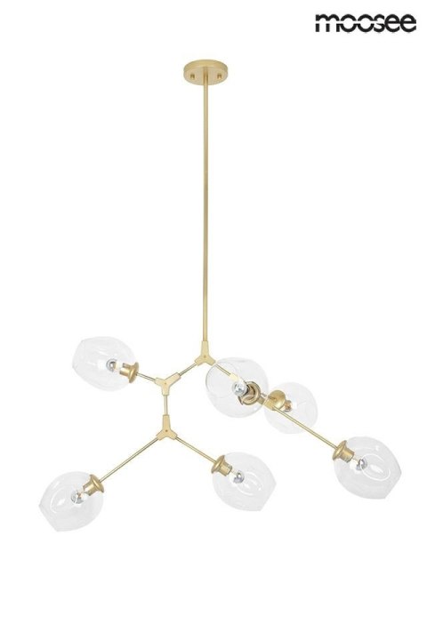 Moosee MOOSEE lampa wisząca SPLIT 6 złota metalowa klosze szklane inspirowana gałęziami drzew Moosee MOOSEE lampa wisząca SPLIT 6 złota metalowa klosze szklane inspirowana gałęziami drzew