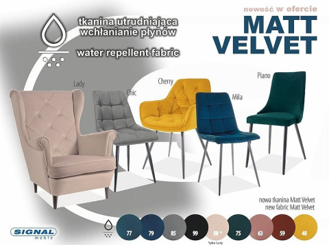 SIGNAL KRZESŁO MILA MATT VELVET 85 CZARNY STELAŻ / SZARY SIGNAL KRZESŁO MILA MATT VELVET 85 CZARNY STELAŻ / SZARY