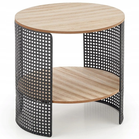 ŁAWA OKRĄGŁA STOLIK Z PÓŁKĄ TRAFICA Halmar MDF + okleina NATURALNY / stal malowana proszkowo CZARNY FI 41 ŁAWA OKRĄGŁA STOLIK Z PÓŁKĄ TRAFICA Halmar MDF + okleina NATURALNY / stal malowana proszkowo CZARNY FI 41