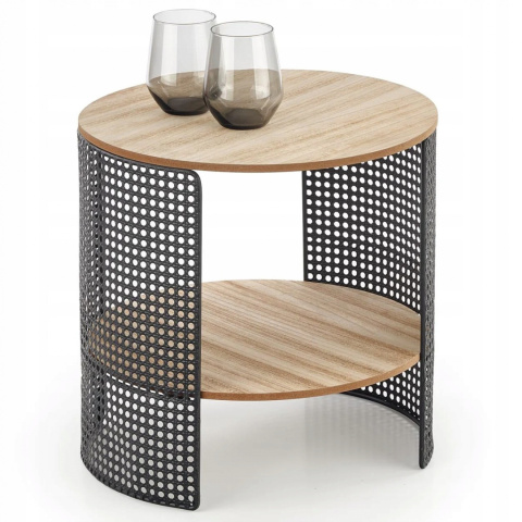 ŁAWA OKRĄGŁA STOLIK Z PÓŁKĄ TRAFICA Halmar MDF + okleina NATURALNY / stal malowana proszkowo CZARNY FI 41 ŁAWA OKRĄGŁA STOLIK Z PÓŁKĄ TRAFICA Halmar MDF + okleina NATURALNY / stal malowana proszkowo CZARNY FI 41