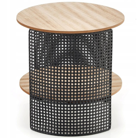 ŁAWA OKRĄGŁA STOLIK Z PÓŁKĄ TRAFICA Halmar MDF + okleina NATURALNY / stal malowana proszkowo CZARNY FI 41 ŁAWA OKRĄGŁA STOLIK Z PÓŁKĄ TRAFICA Halmar MDF + okleina NATURALNY / stal malowana proszkowo CZARNY FI 41
