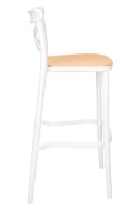 King Home Hoker Krzesło barowe COUNTRY białe tworzywo PP siedzisko plecionka można sztaplować