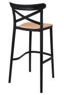 King Home Hoker Krzesło barowe COUNTRY czarne tworzywo PP siedzisko plecionka można sztaplować