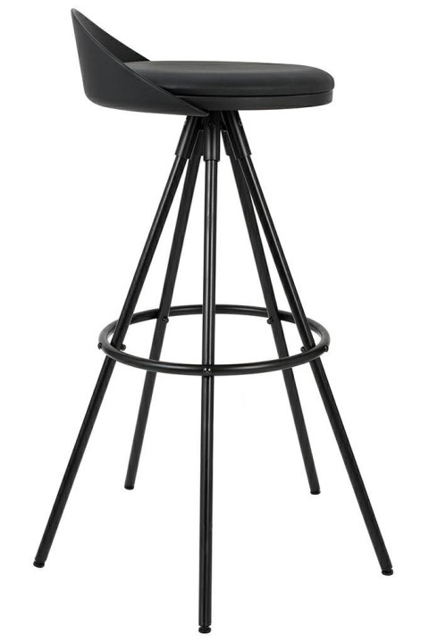 King Home Hoker Krzesło barowe LANZA 76 czarne poduszka ekoskóra podstawa metal lakierowany z podnóżkiem King Home Hoker Krzesło barowe LANZA 76 czarne poduszka ekoskóra podstawa metal lakierowany z podnóżkiem