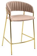 HOKER KRZESŁO BAROWE MARGO 65 tapicerowane WELUR KHAKI / BEŻOWY podstawa METAL ZŁOTY błyszczący King Home HOKER KRZESŁO BAROWE MARGO 65 tapicerowane WELUR KHAKI / BEŻOWY podstawa METAL ZŁOTY błyszczący King Home