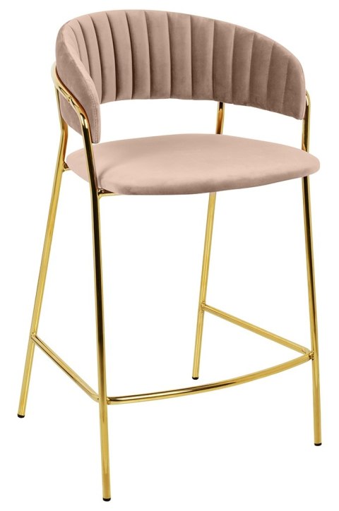 HOKER KRZESŁO BAROWE MARGO 65 tapicerowane WELUR KHAKI / BEŻOWY podstawa METAL ZŁOTY błyszczący King Home HOKER KRZESŁO BAROWE MARGO 65 tapicerowane WELUR KHAKI / BEŻOWY podstawa METAL ZŁOTY błyszczący King Home