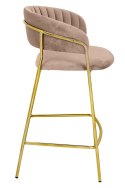 HOKER KRZESŁO BAROWE MARGO 65 tapicerowane WELUR KHAKI / BEŻOWY podstawa METAL ZŁOTY błyszczący King Home HOKER KRZESŁO BAROWE MARGO 65 tapicerowane WELUR KHAKI / BEŻOWY podstawa METAL ZŁOTY błyszczący King Home