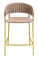 HOKER KRZESŁO BAROWE MARGO 65 tapicerowane WELUR KHAKI / BEŻOWY podstawa METAL ZŁOTY błyszczący King Home HOKER KRZESŁO BAROWE MARGO 65 tapicerowane WELUR KHAKI / BEŻOWY podstawa METAL ZŁOTY błyszczący King Home
