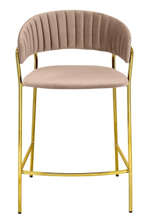 HOKER KRZESŁO BAROWE MARGO 65 tapicerowane WELUR KHAKI / BEŻOWY podstawa METAL ZŁOTY błyszczący King Home HOKER KRZESŁO BAROWE MARGO 65 tapicerowane WELUR KHAKI / BEŻOWY podstawa METAL ZŁOTY błyszczący King Home