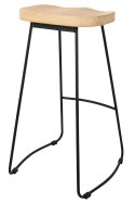 King Home Hoker Krzesło barowe RAW siedzisko dąb naturalny podstawa metalowa z podnóżkiem