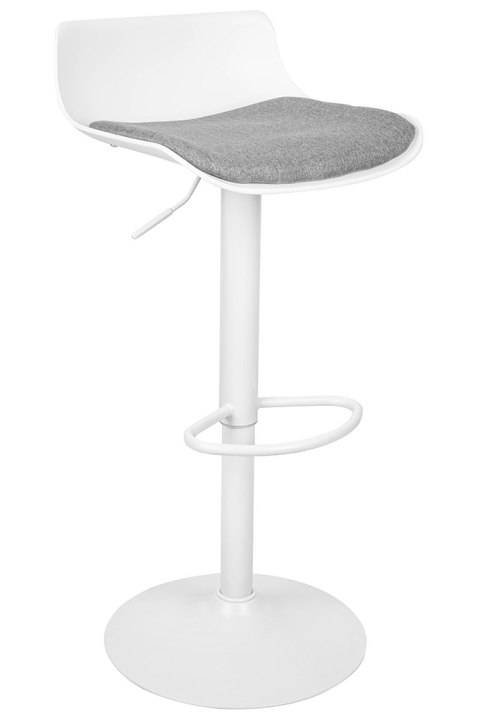 King Home Hoker Krzesło barowe SNAP BAR TAP regulowane białe obrotowe siedzisko tworzywo poduszka szara podstawa metal podnóżek King Home Hoker Krzesło barowe SNAP BAR TAP regulowane białe obrotowe siedzisko tworzywo poduszka szara podstawa metal podnóżek