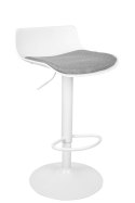 King Home Hoker Krzesło barowe SNAP BAR TAP regulowane białe obrotowe siedzisko tworzywo poduszka szara podstawa metal podnóżek