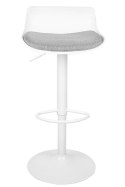 King Home Hoker Krzesło barowe SNAP BAR TAP regulowane białe obrotowe siedzisko tworzywo poduszka szara podstawa metal podnóżek