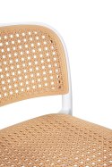 King Home Hoker Krzesło barowe WICKY białe tworzywo PP oparcie i siedzisko plecionka można sztaplować