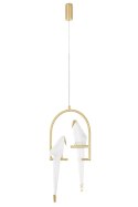 King Home Lampa wisząca LED LORO 2 metal satynowy złoty klosze w kształcie ptaków - tworzywo PP biały King Home Lampa wisząca LED LORO 2 metal satynowy złoty klosze w kształcie ptaków - tworzywo PP biały