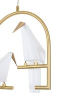 King Home Lampa wisząca LED LORO 2 metal satynowy złoty klosze w kształcie ptaków - tworzywo PP biały