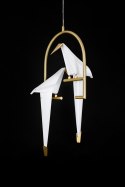 King Home Lampa wisząca LED LORO 2 metal satynowy złoty klosze w kształcie ptaków - tworzywo PP biały King Home Lampa wisząca LED LORO 2 metal satynowy złoty klosze w kształcie ptaków - tworzywo PP biały