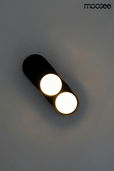 Moosee MOOSEE kinkiet lampa ścienna DROPS 2 czarna stal węglowa okrągłe klosze szklane białe 2 x G9 Moosee MOOSEE kinkiet lampa ścienna DROPS 2 czarna stal węglowa okrągłe klosze szklane białe 2 x G9