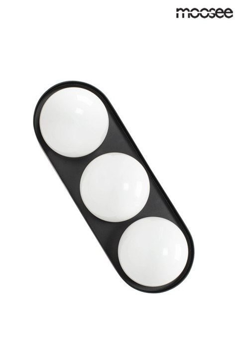 Moosee MOOSEE kinkiet lampa ścienna DROPS 3 czarna stal węglowa okrągłe szklane klosze białe 3 x G9 Moosee MOOSEE kinkiet lampa ścienna DROPS 3 czarna stal węglowa okrągłe szklane klosze białe 3 x G9