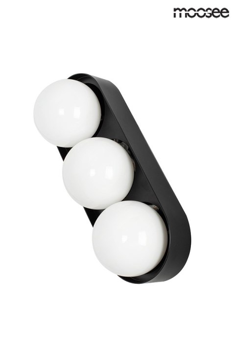 Moosee MOOSEE kinkiet lampa ścienna DROPS 3 czarna stal węglowa okrągłe szklane klosze białe 3 x G9 Moosee MOOSEE kinkiet lampa ścienna DROPS 3 czarna stal węglowa okrągłe szklane klosze białe 3 x G9