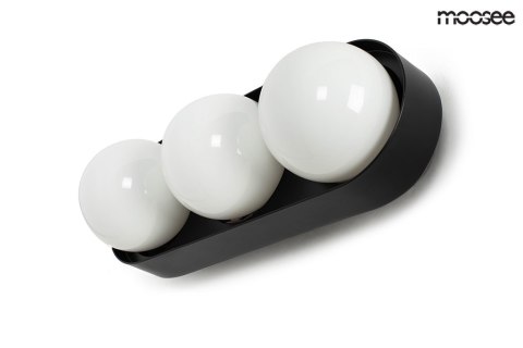Moosee MOOSEE kinkiet lampa ścienna DROPS 3 czarna stal węglowa okrągłe szklane klosze białe 3 x G9 Moosee MOOSEE kinkiet lampa ścienna DROPS 3 czarna stal węglowa okrągłe szklane klosze białe 3 x G9