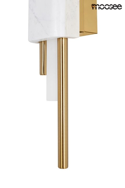 LAMPA ŚCIENNA KINKIET LED EVANS BIAŁO - ZŁOTY mrożone SZKŁO marmur Moosee MOOSEE do domu lokalu LAMPA ŚCIENNA KINKIET LED EVANS BIAŁO - ZŁOTY mrożone SZKŁO marmur Moosee MOOSEE do domu lokalu