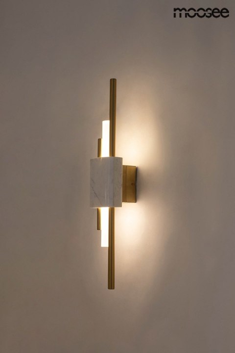 LAMPA ŚCIENNA KINKIET LED EVANS BIAŁO - ZŁOTY mrożone SZKŁO marmur Moosee MOOSEE do domu lokalu LAMPA ŚCIENNA KINKIET LED EVANS BIAŁO - ZŁOTY mrożone SZKŁO marmur Moosee MOOSEE do domu lokalu