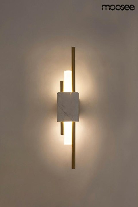 LAMPA ŚCIENNA KINKIET LED EVANS BIAŁO - ZŁOTY mrożone SZKŁO marmur Moosee MOOSEE do domu lokalu LAMPA ŚCIENNA KINKIET LED EVANS BIAŁO - ZŁOTY mrożone SZKŁO marmur Moosee MOOSEE do domu lokalu