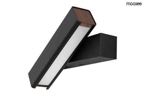 Moosee MOOSEE Kinkiet lampa ścienna LED ORBIS czarny mat aluminium osłona akrylowa klosz obrotowy boki drewniane Moosee MOOSEE Kinkiet lampa ścienna LED ORBIS czarny mat aluminium osłona akrylowa klosz obrotowy boki drewniane