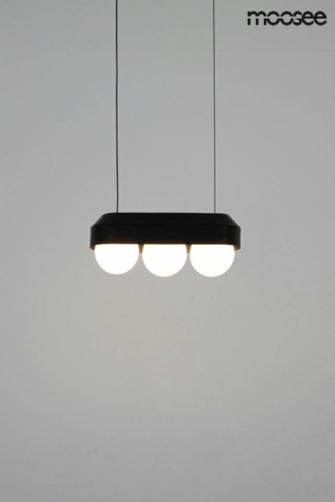 Moosee MOOSEE lampa wisząca DROPS 3 czarna stal węglowa okrągłe szklane klosze Biały Moosee MOOSEE lampa wisząca DROPS 3 czarna stal węglowa okrągłe szklane klosze Biały