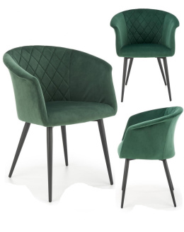 Halmar K421 krzesło do jadalni ciemny zielony velvet /nogi stal malowana proszkowo czarny
