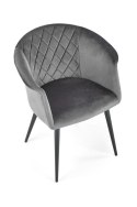Halmar K421 krzesło do jadalni popielaty, materiał: tkanina velvet /nogi stal malowana proszkowo czarny