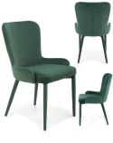 Halmar K425 krzesło do jadalni ciemny zielony, materiał: tkanina velvet Halmar K425 krzesło do jadalni ciemny zielony, materiał: tkanina velvet