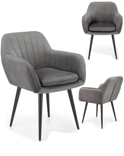 Halmar K429 krzesło popielaty tkanina velvet /nogi czarny, stal malowana proszkowo Halmar K429 krzesło popielaty tkanina velvet /nogi czarny, stal malowana proszkowo