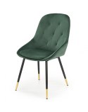 Halmar K437 krzesło do jadalni ciemny zielony, materiał: tkanina velvet /nogi czarny stal malowana proszkowo